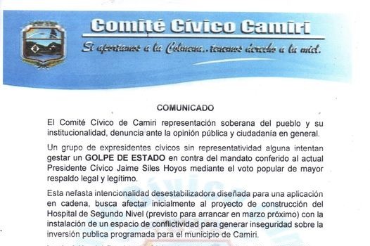 Cívicos de Camiri denuncian represalias por no apoyar a “logias” cruceñas