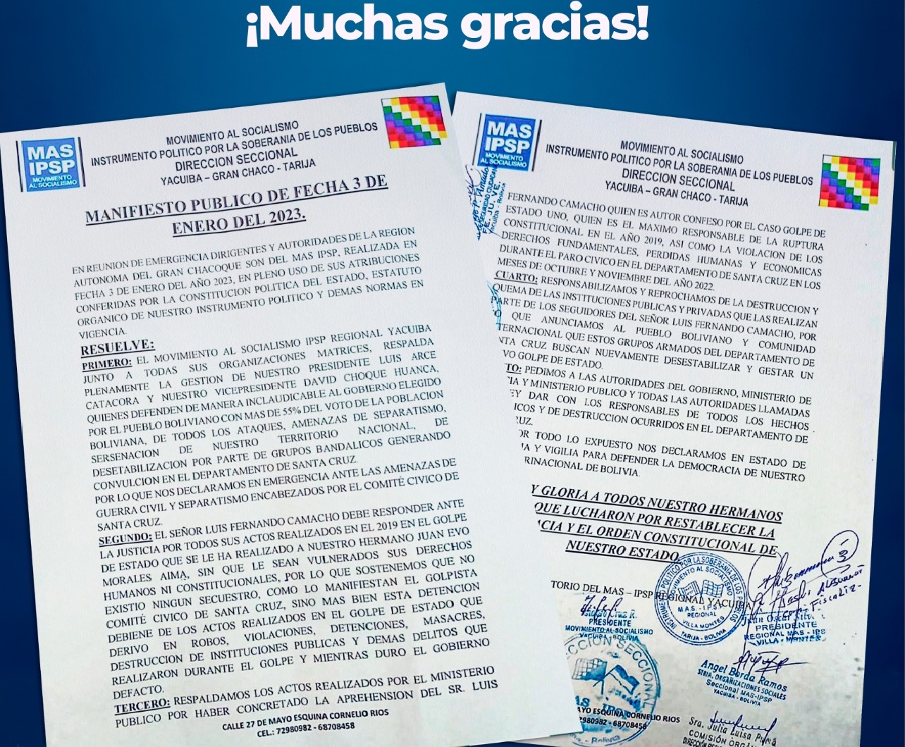 Presidente agradece respaldo del MAS-IPSP de Yacuiba - Gran Chaco a su gestión