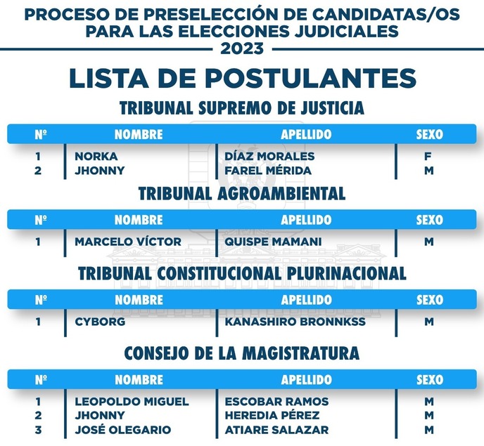Comisión Mixta registra a siete postulantes a las judiciales en cinco días
