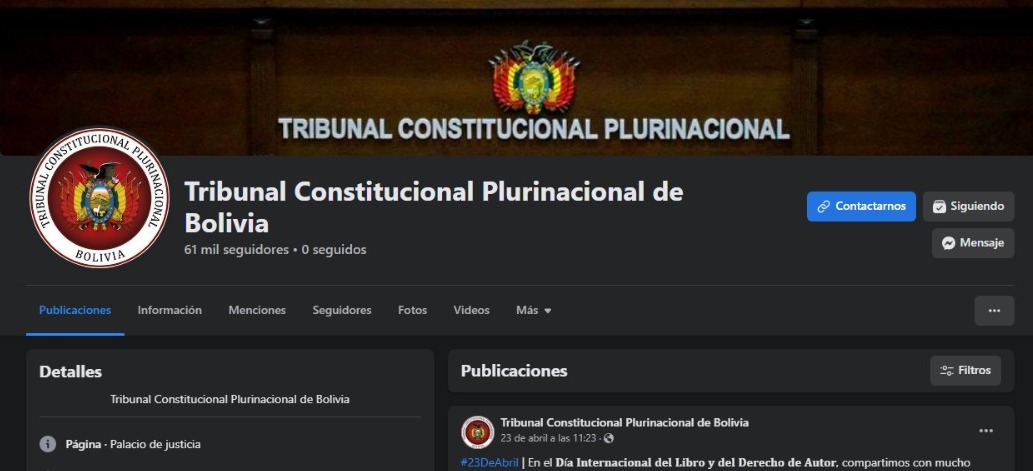 Tribunal Constitucional denuncia ataque cibernético y recomienda precaución con su página de Facebook