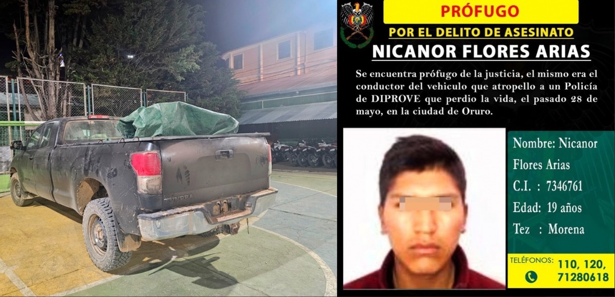 Activan alerta roja para capturar al joven que atropelló y causó la muerte de un Policía en Oruro