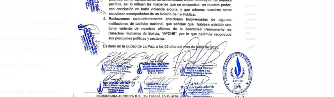 APDHB niega violencia y toma de sus instalaciones en La Paz