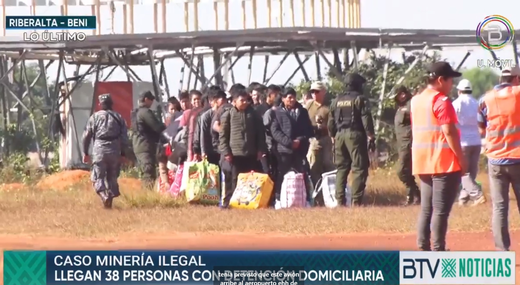 Llegan a Riberalta 38 de las 57 personas detenidas por minería ilegal en el río Madre de Dios 
