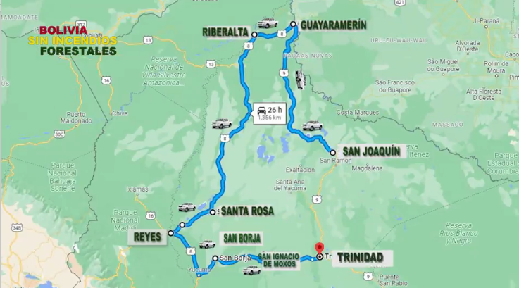 Estudiantes y organizaciones sociales participan en la caravana “Bolivia sin incendios forestales”