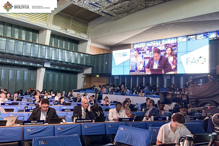 Bolivia ratifica posición de garantizar la seguridad y soberanía alimentaria en cumbre de la FAO