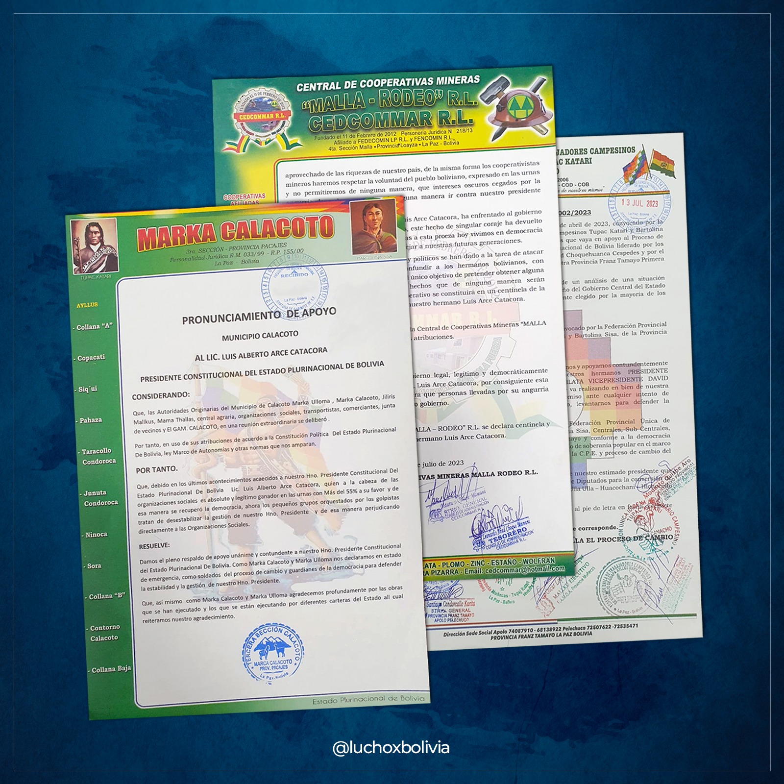 Arce considera guardianes de la democracia a organizaciones sociales