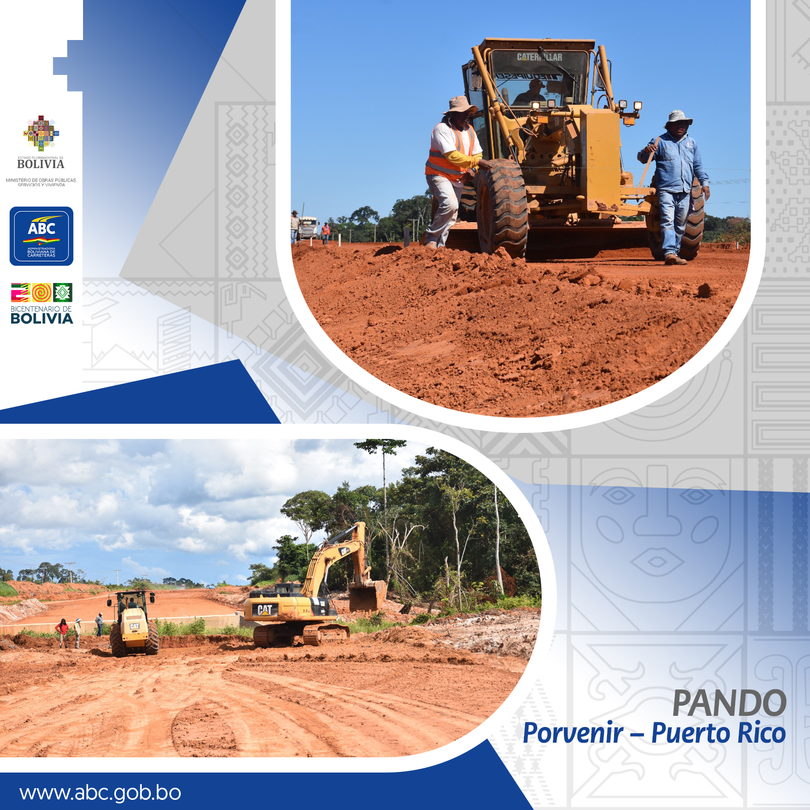 ABC ejecuta trabajos preventivos, correctivos y de seguridad vial en carreteras de Pando