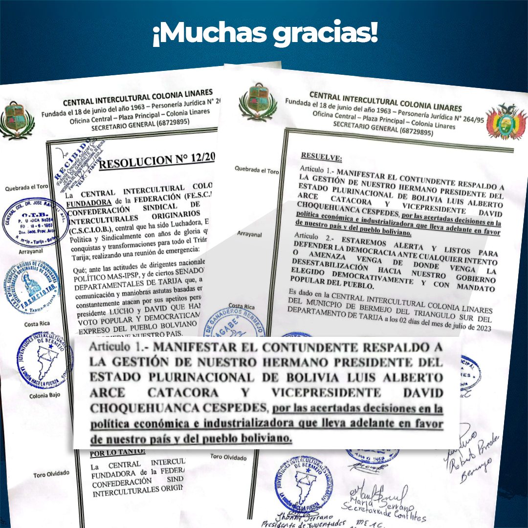 Presidente agradece a la Central Intercultural Colonia Linares por su respaldo al Gobierno 