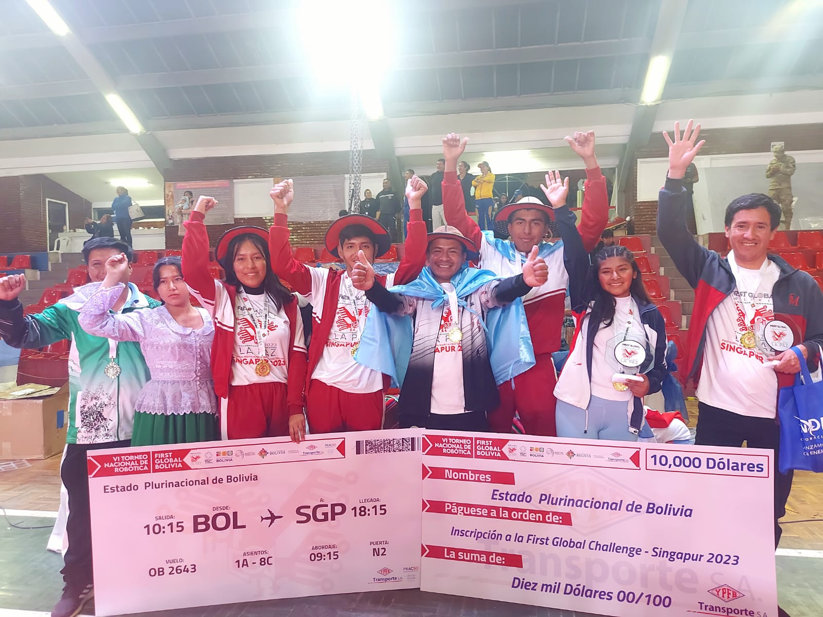 Cinco jóvenes bolivianos van al Internacional de Robótica First Global Challenge Singapur 2023