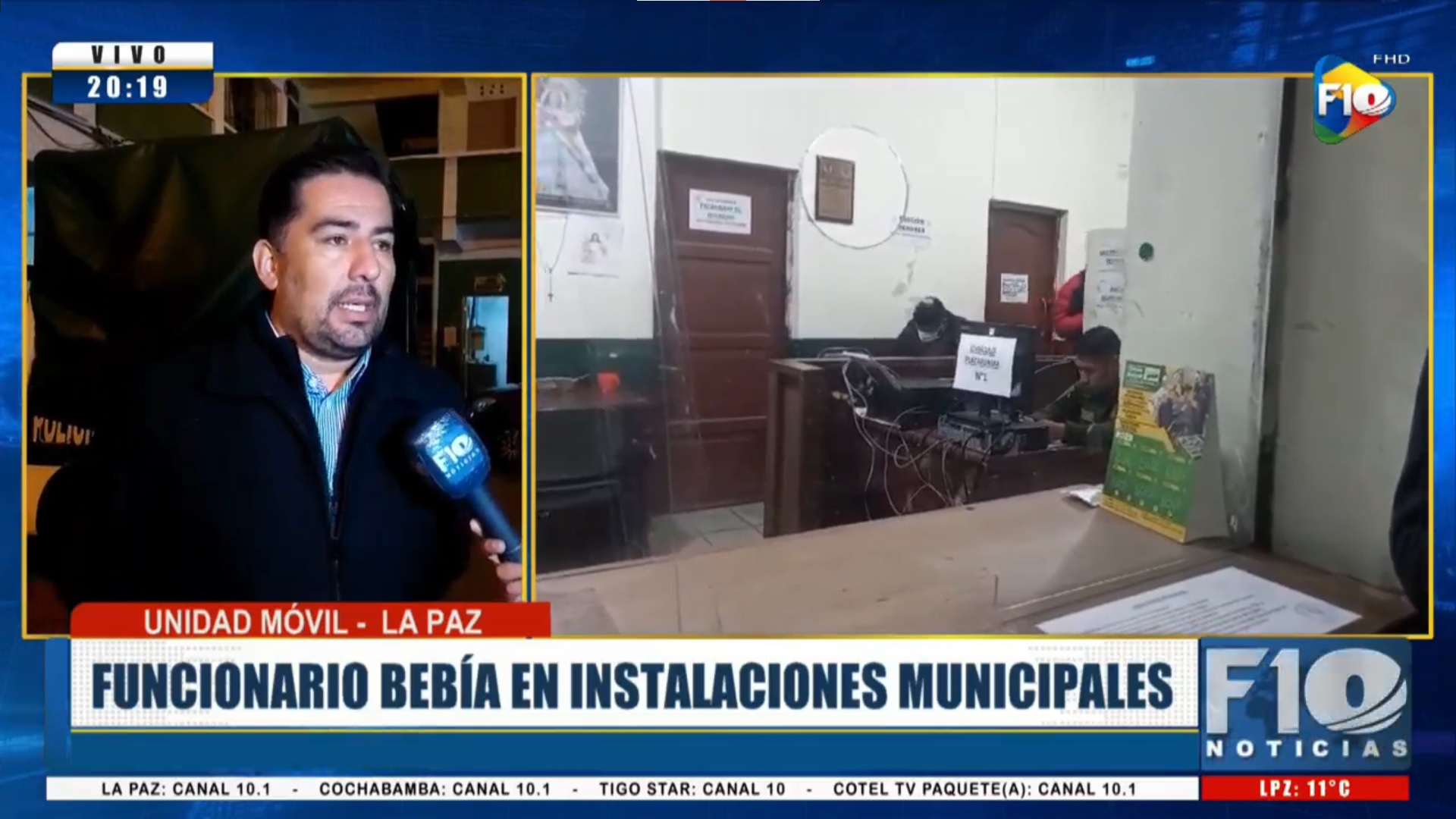 Policía sorprende a funcionario de la Alcaldía de La Paz consumiendo bebidas alcohólicas en instalaciones municipales