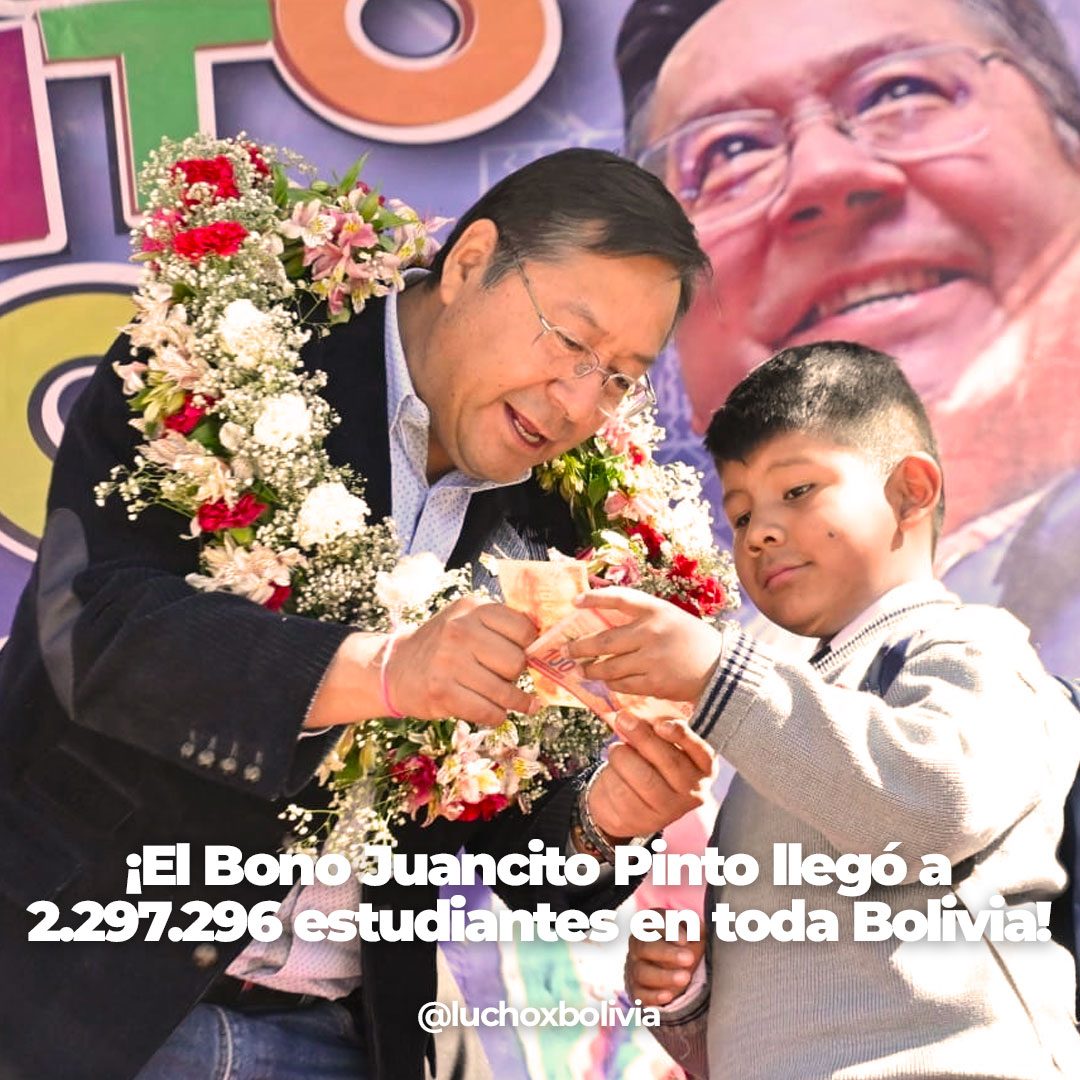 Bono Juancito Pinto redujo tasa de abandono escolar al 0,65% en 2023, récord en la historia de la educación en Bolivia