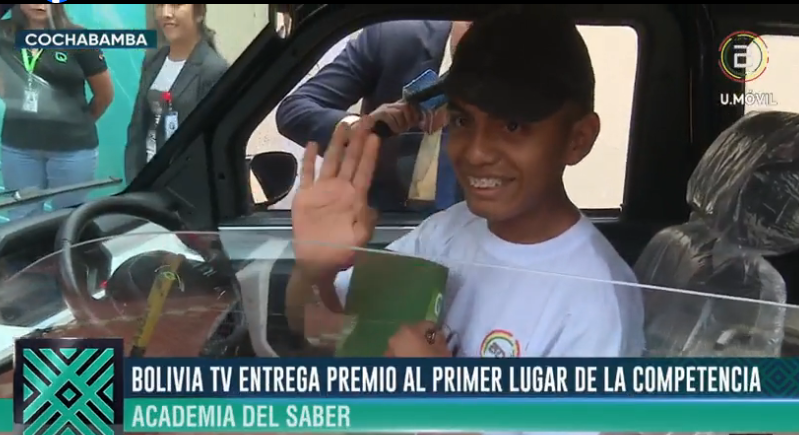 Josué Linares, ganador de “La Academia del Saber”, recibe su auto eléctrico Quantum