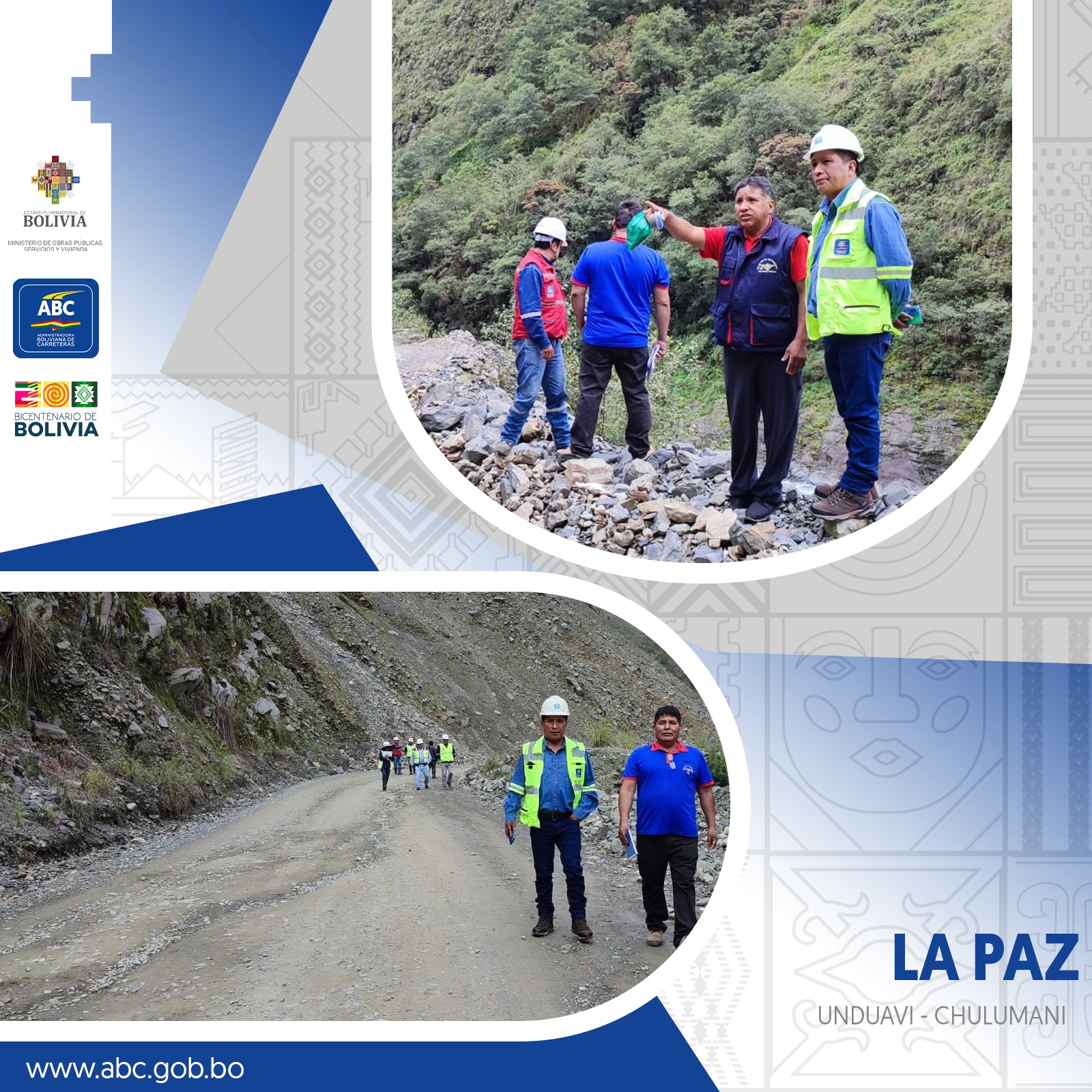 ABC y transporte de los Yungas inspeccionan trabajos en el tramo Unduavi – Chulumani