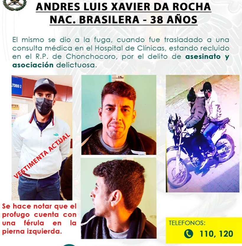 Refuerzan “Plan Z” para capturar a reo brasileño que se dio a la fuga tras asesinar a uno de sus custodios en La Paz