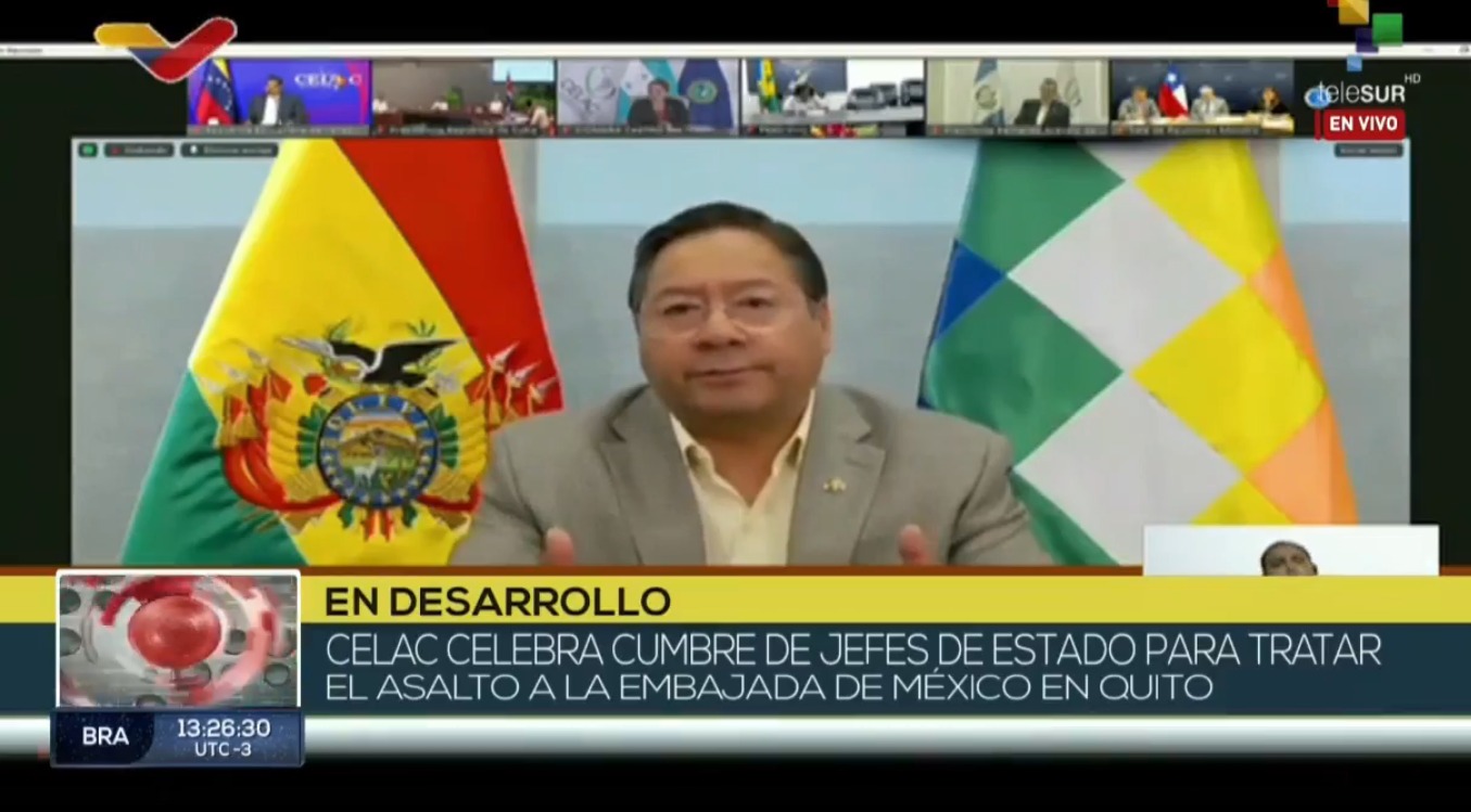Arce asegura en la Celac que Bolivia acompañará a México en las acciones contra Ecuador por la irrupción en su embajada