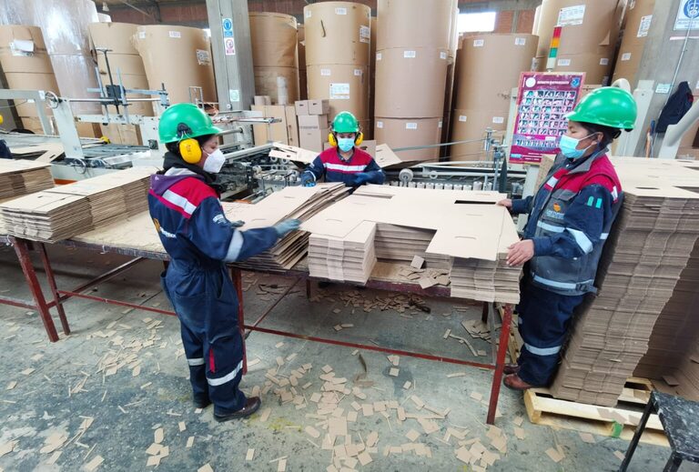 Arce elogia a Cartonbol y afirma que Bolivia avanza a una menor dependencia a la importación de productos