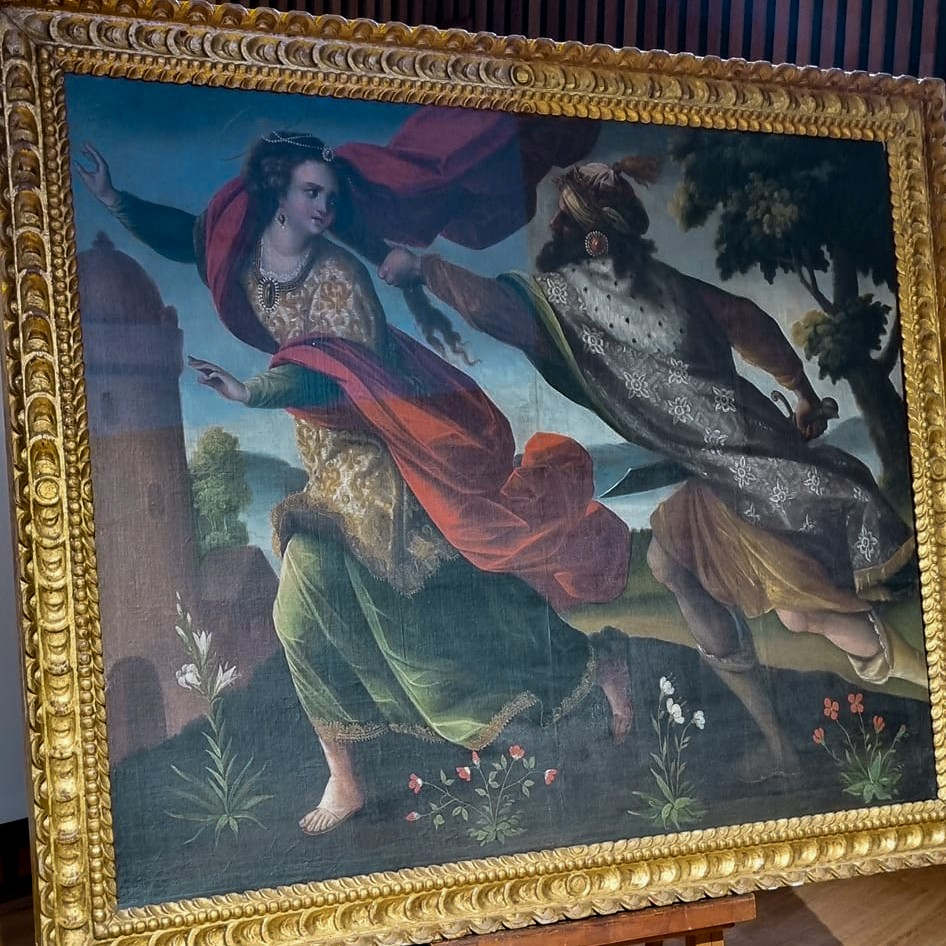 Cuadro "Santa Bárbara" del artista boliviano Leonardo Flores. Foto: Cancillería Bolivia