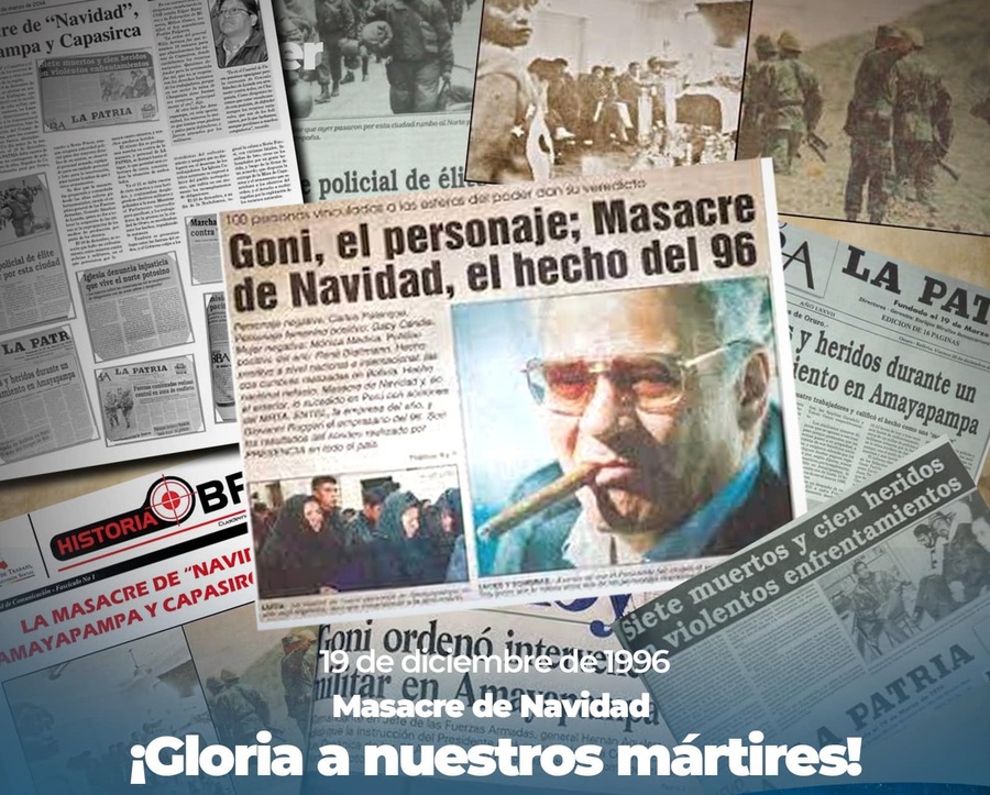 Arce recuerda la "Masacre de Navidad" de 1996 y asegura que debe defenderse la soberanía