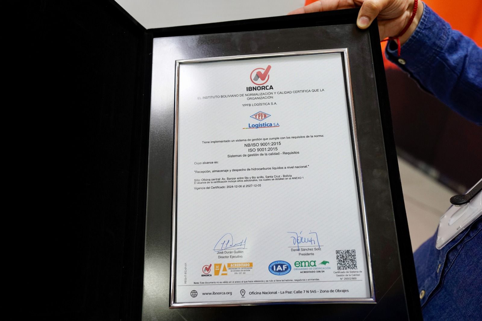 YPFB Logística obtiene certificación de calidad NB/ISO 9001:2015