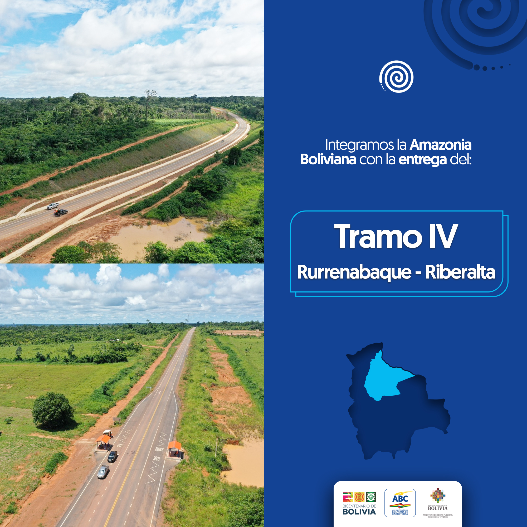 ABC: Gobierno entregará este viernes el tramo IV de la carretera Rurrenabaque – Riberalta