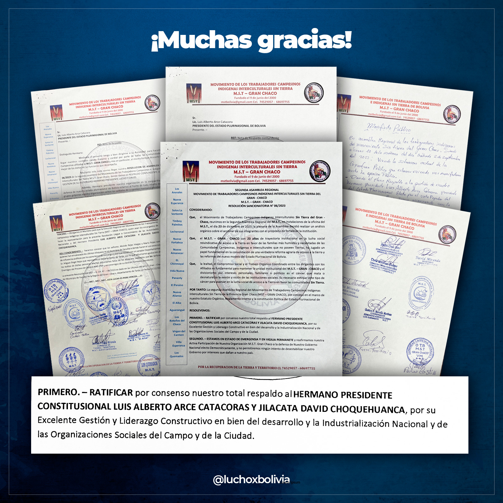 Arce agradece a interculturales de Tarija y a médicos de Potosí por su apoyo y respaldo 