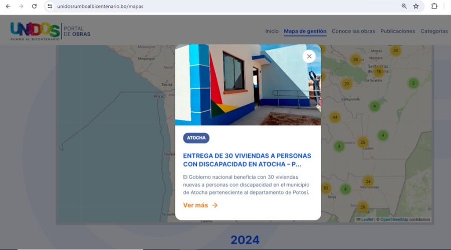 Un mapa interactivo muestra lugar y estado de las obras rumbo al Bicentenario