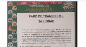 En el transporte sindicalizado amenazan con multa y drásticas sanciones a choferes que no bloqueen el jueves
