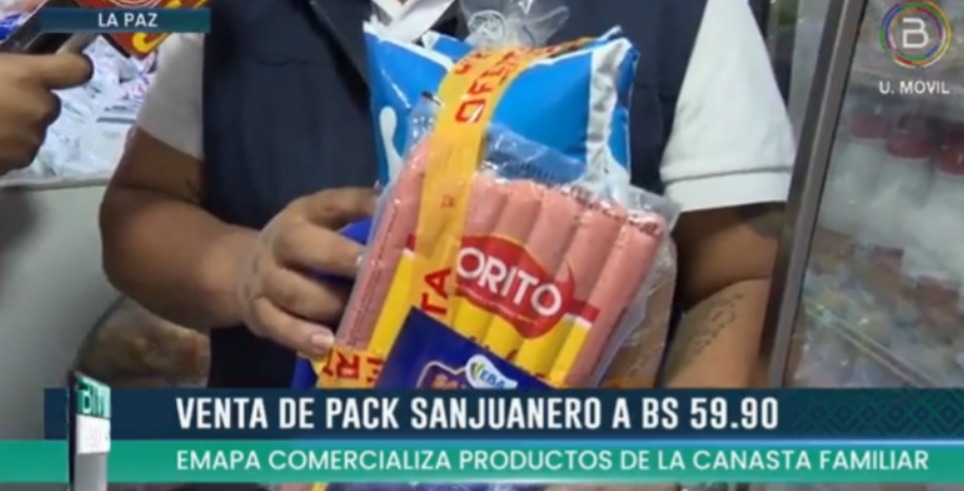 Emapa ofrece el “Pack Sanjuanero” conformado por salchichas, leche y pan a Bs 59,90
