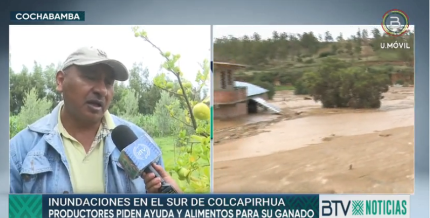 Inundaciones en el sur de Colcapirhua afectan sembradíos de maíz y alfalfa