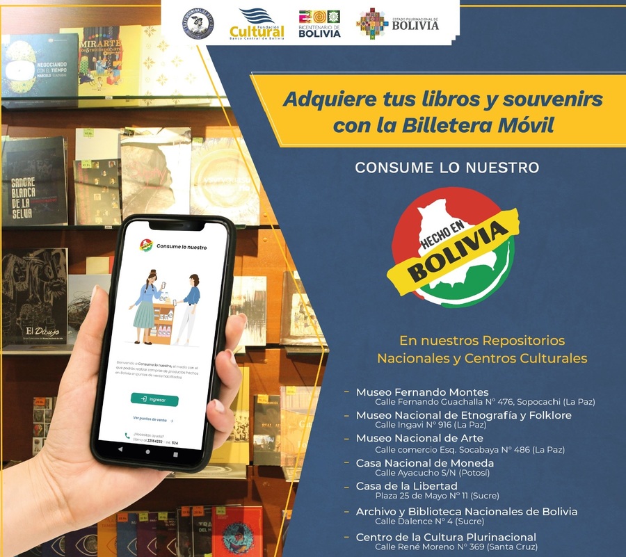 Libros y souvenirs de tiendas y librerías de la Fundación Cultural del BCB podrán ser adquiridos con la aplicación móvil “Consume lo Nuestro”