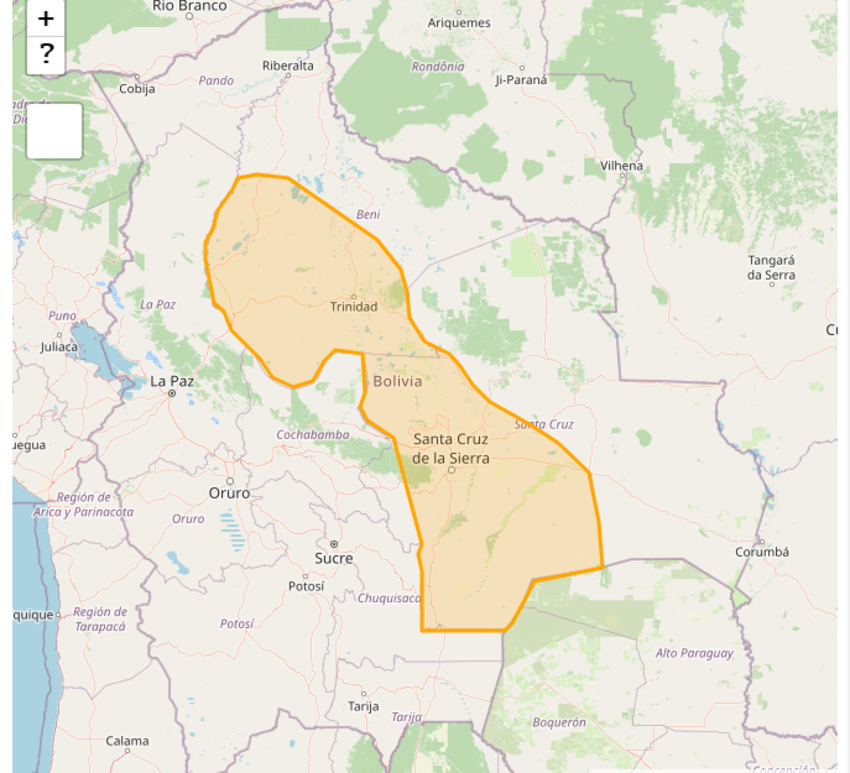 Activan alerta Naranja por vientos de 60 a 90 kilómetros por hora en Santa Cruz y Beni