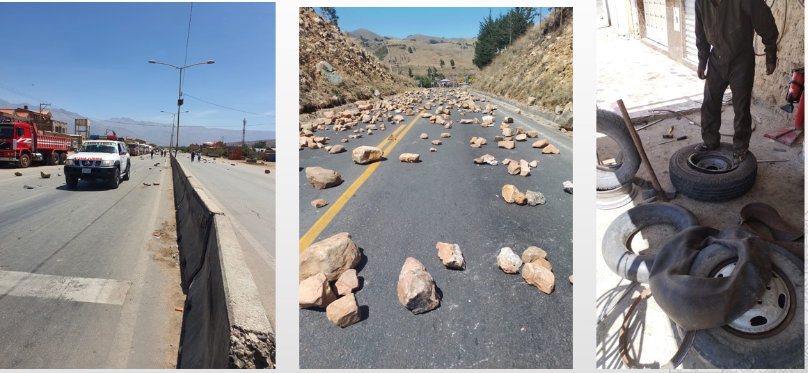 Seguidores de Morales impiden el paso de ambulancias con dinamitas, clavos, troncos y piedras