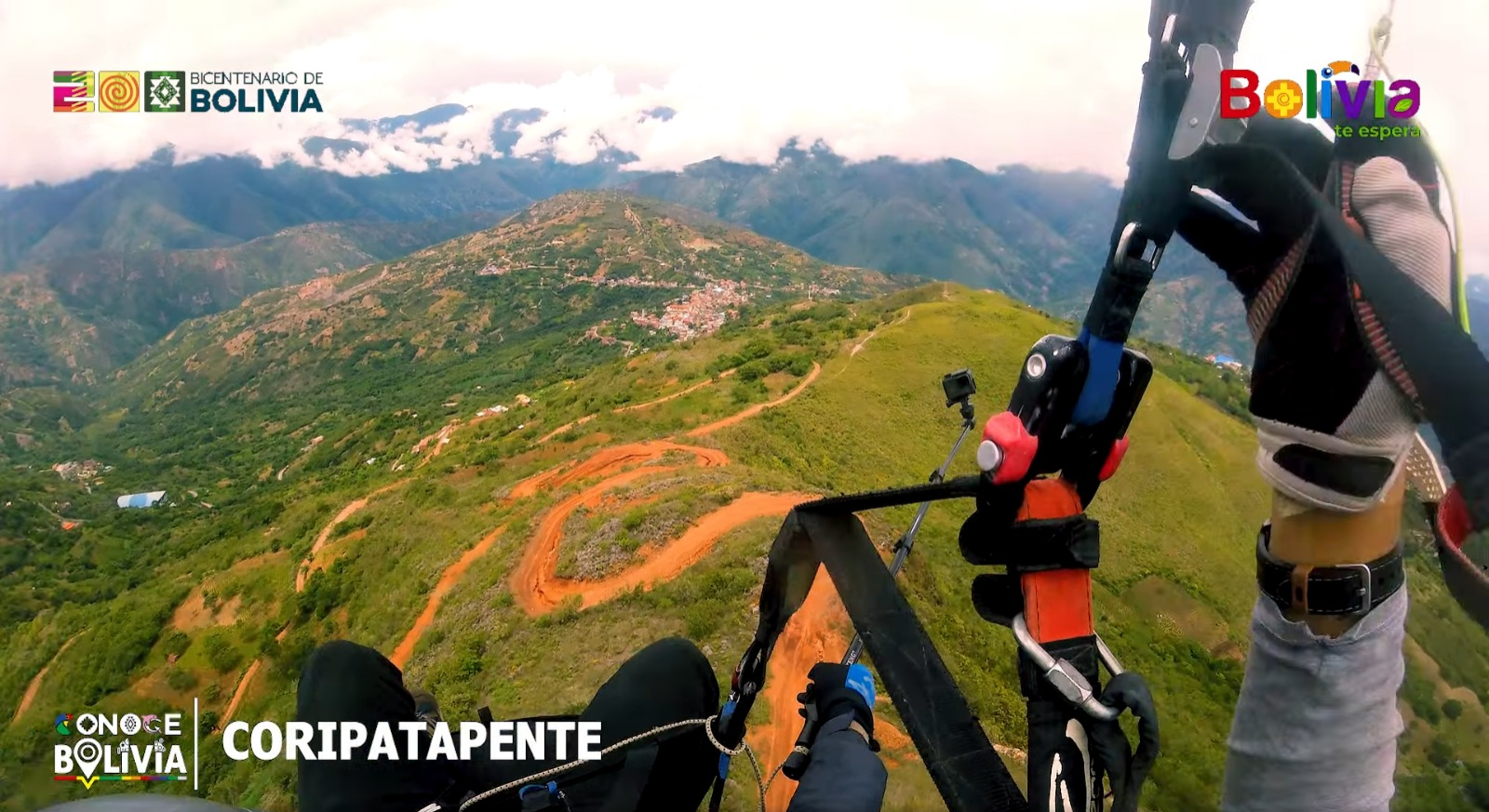 Video demostración de vuelo en parapente en Coripata. Captura: Conoce Bolivia