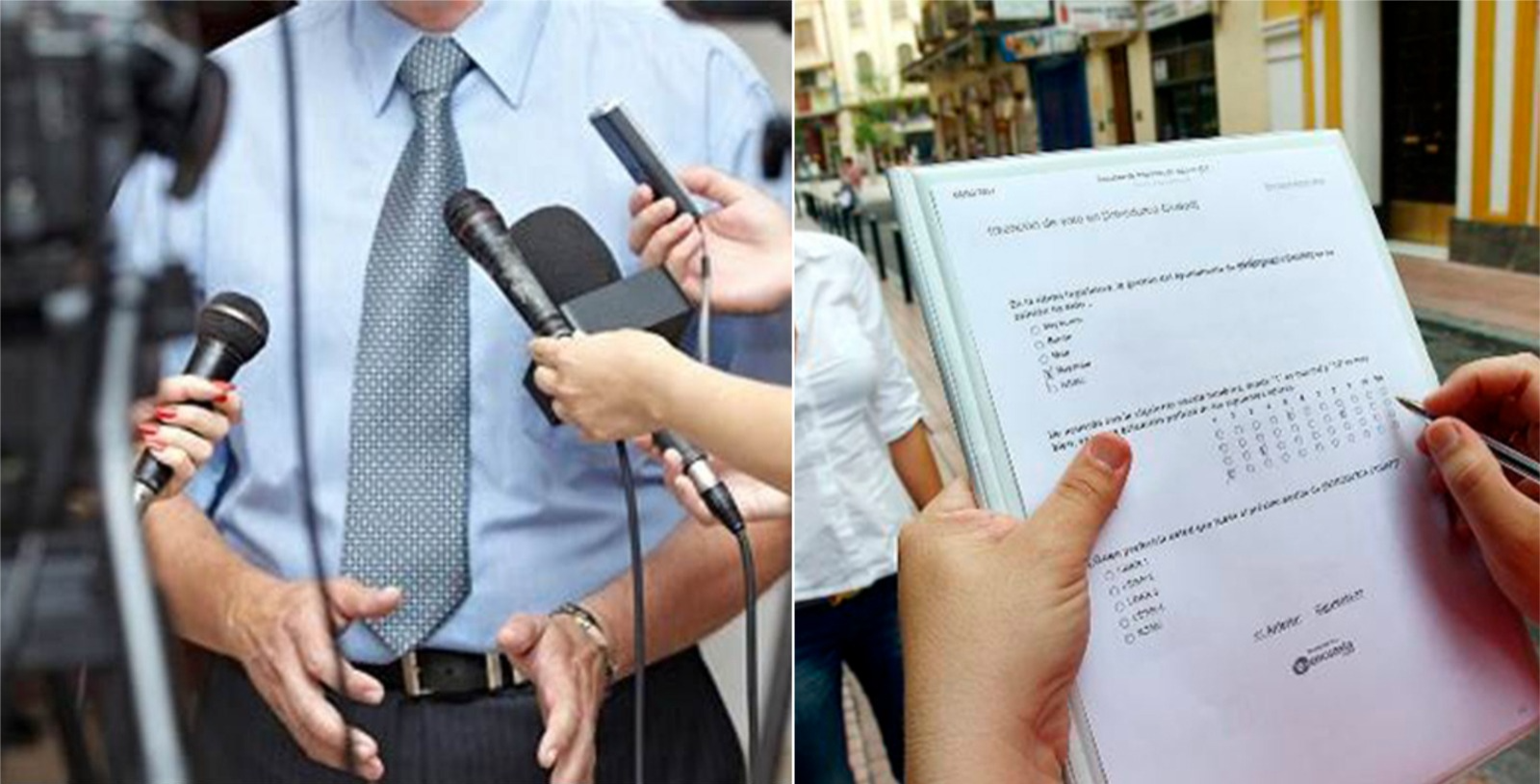 Imagen referencial de propaganda electoral y proceso de encuesta. Foto: RRSS