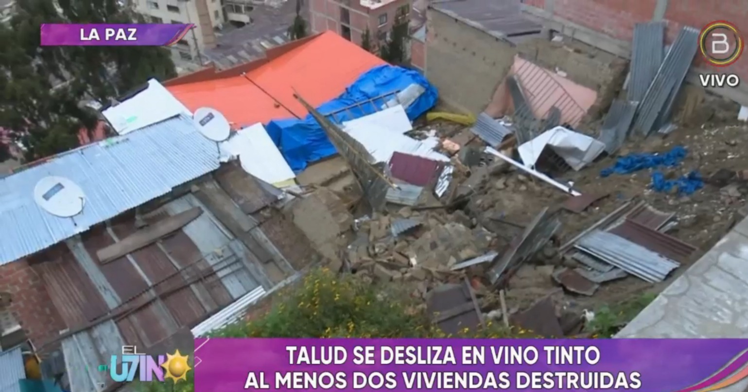 La Paz: Cae talud en la zona Vino Tinto y destruye al menos dos viviendas