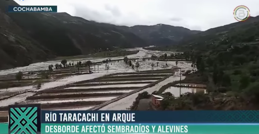 Crecida de río en Cochabamba deja anegadas 15 hectáreas de cultivos y 15 piscinas de alevines