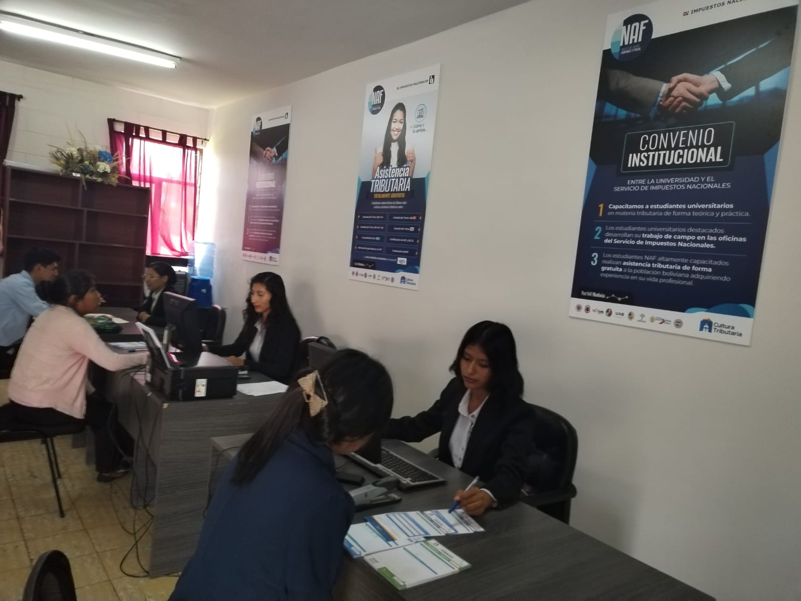 Oficina del NAF en la Universidad Adventista de Bolivia, en Vinto (Cochabamba). Foto: RRSS