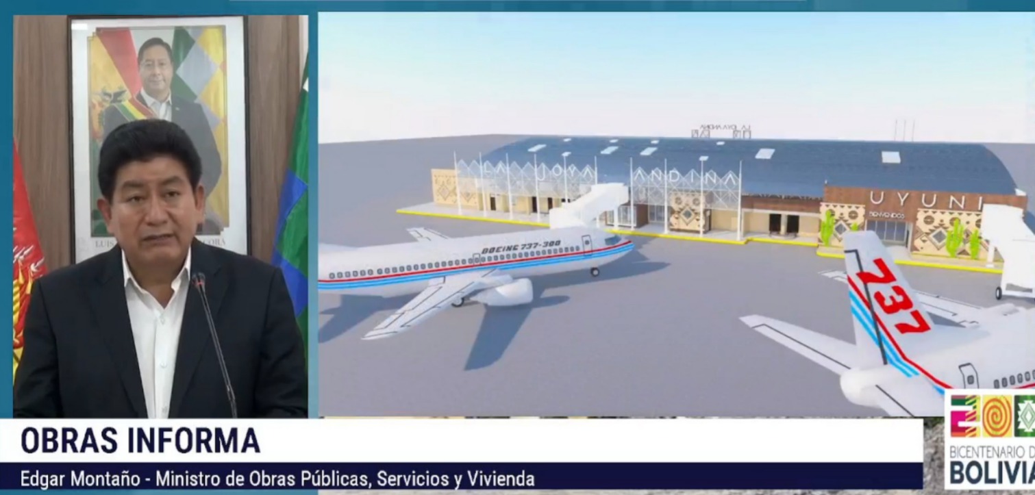 Adjudican por Bs 54 millones construcción de la terminal del aeropuerto de Uyuni