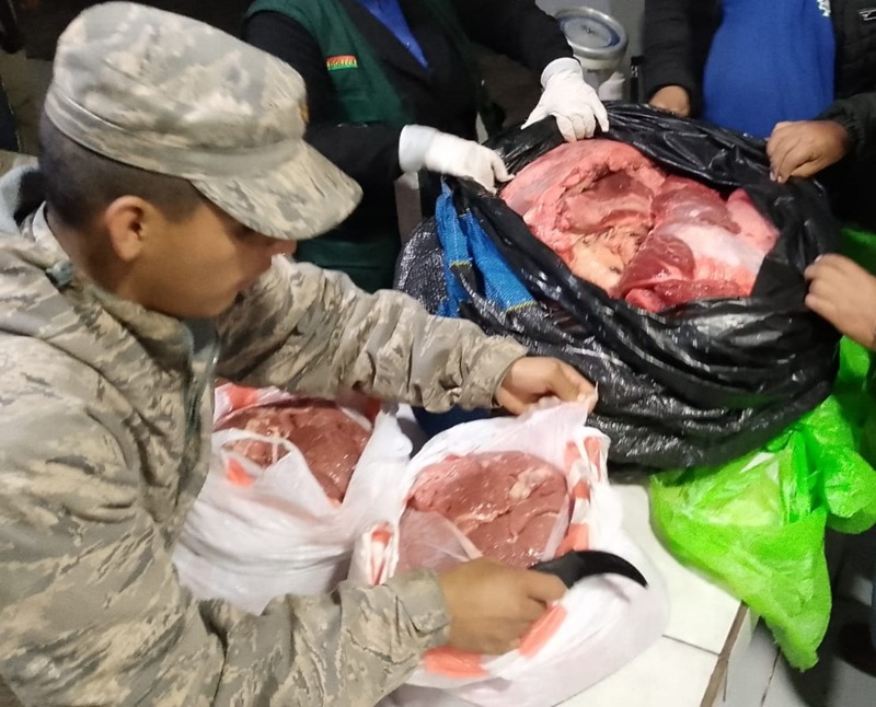 Incautan 86 kilos de carne de res en Bermejo valuada en Bs 6.880