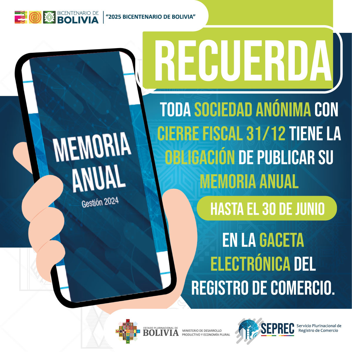 Sociedades anónimas con cierre fiscal a diciembre deben publicar su memoria anual hasta fin de mes