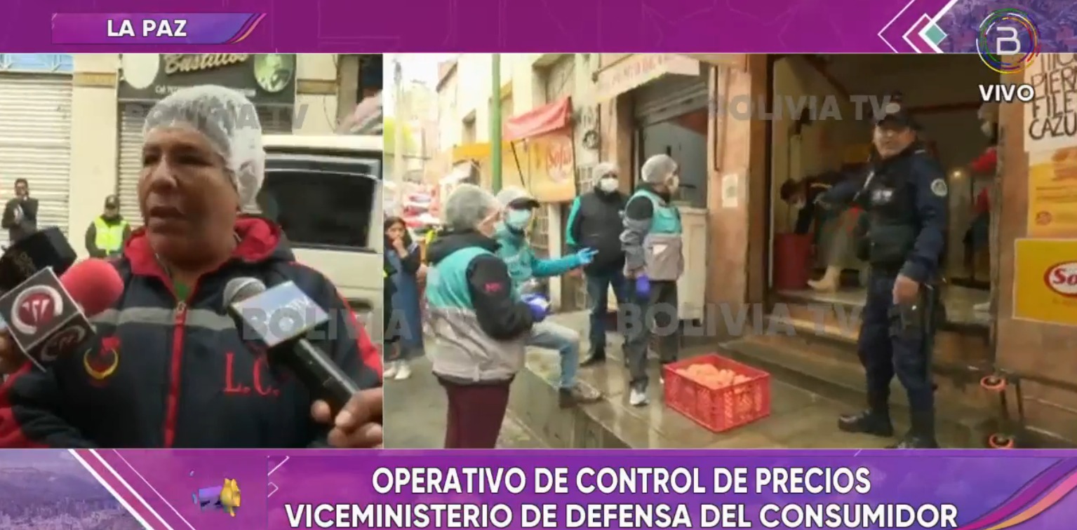 Operativo decomisa carne de pollo que estaba expuesta en el piso y controla precios en mercado de La Paz