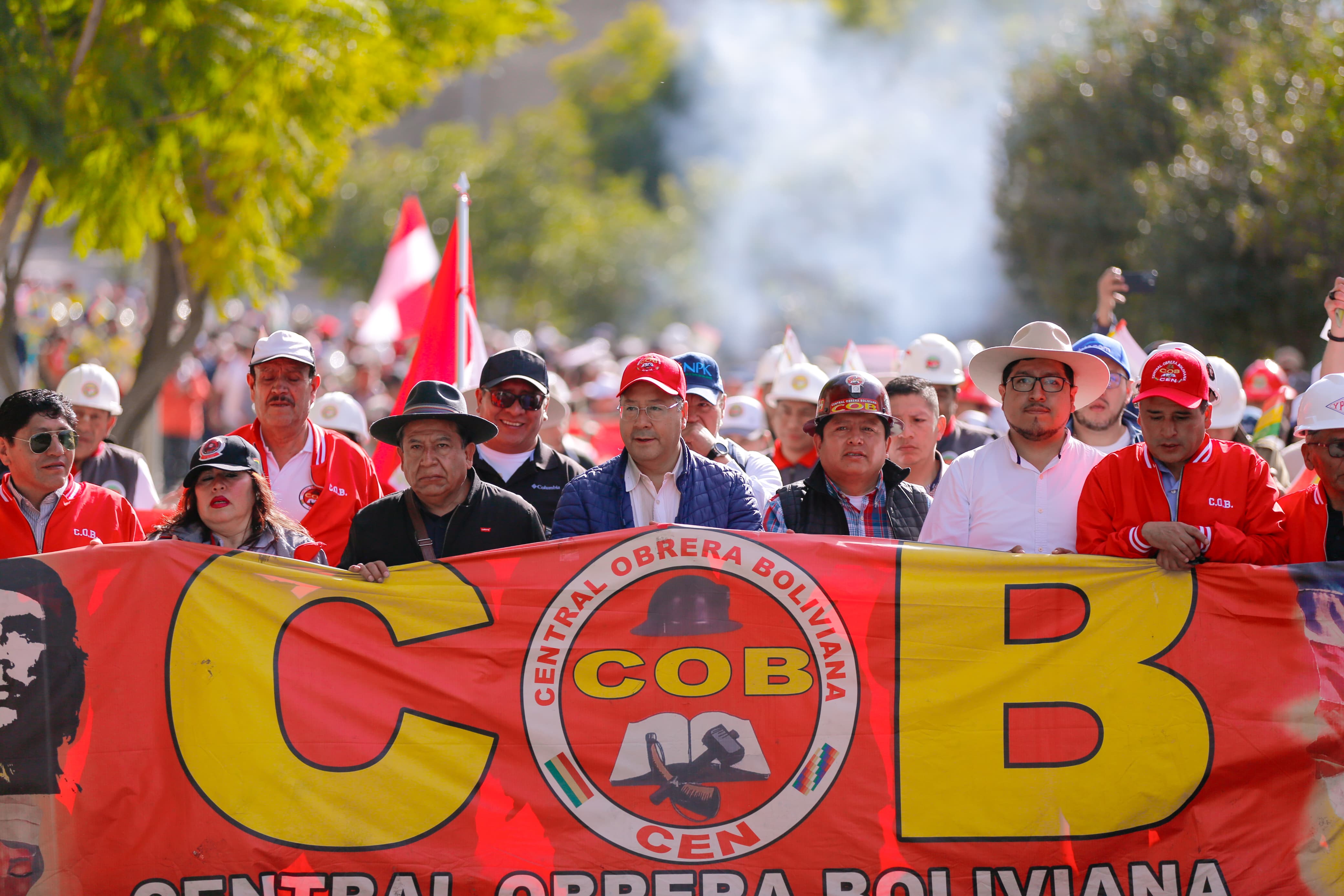 El presidente Luis Arce participó de la marcha con la COB en Tarija. Comunicación Presidencial.