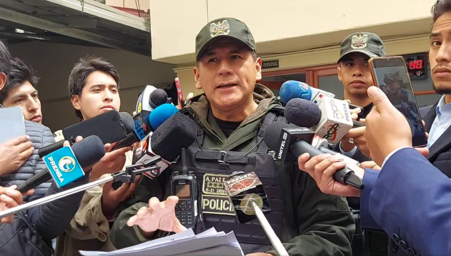 Coronel Andrés Paz, subcomandante departamental de la Policía La Paz. Captura: Voz Tv