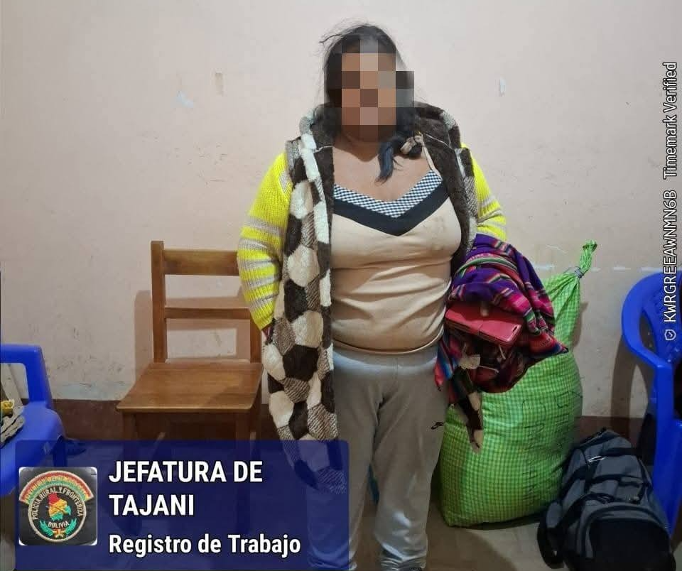 Mujer de 39 años sospechosa por trasladar a menores desde Charazani a La Paz, investigada por trata y tráfico de personas. Foto: RRSS