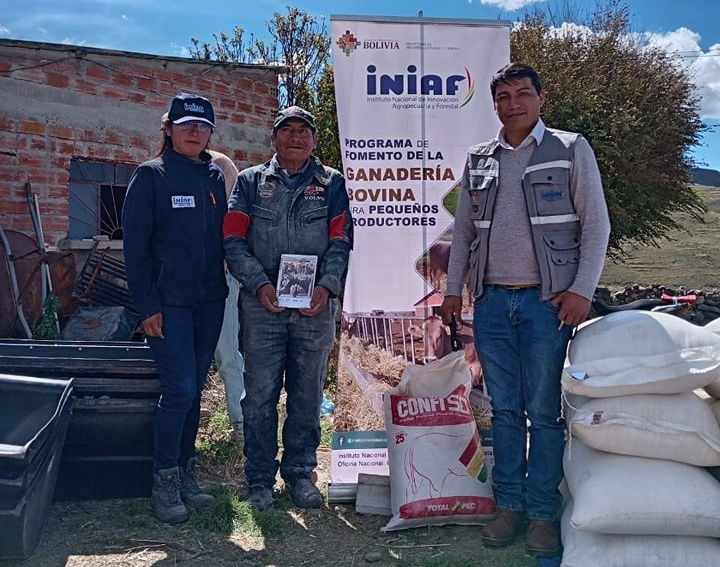 Proyecto ganadería del Iniaf comienza nueva etapa de engorde en el municipio Yocalla, Potosí. Foto: Iniaf