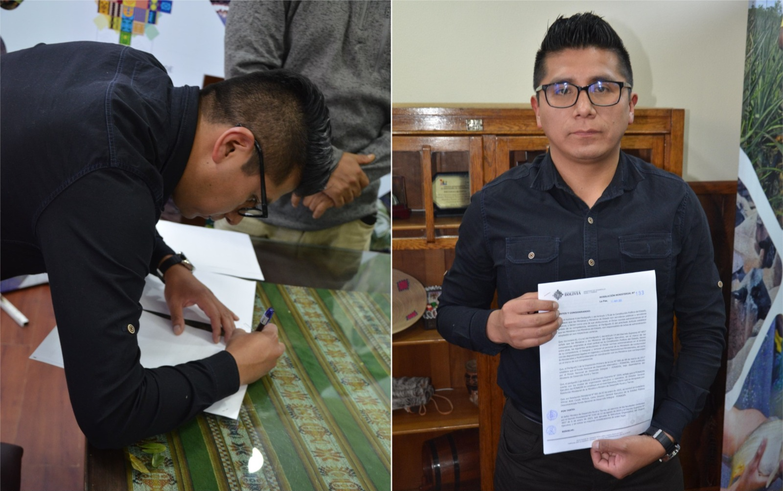 Designación de Eddy Nelson Pomar Blanco, como director de Fonadin por el ministro Yamil Flores. Foto: Fonadin