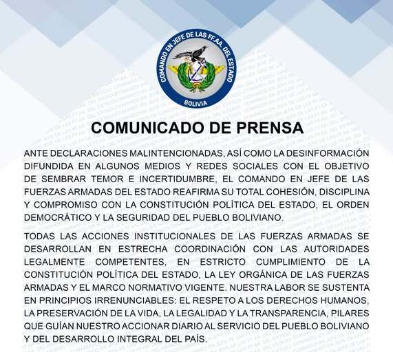 Fuerzas Armadas rechazan desinformación y ratifican compromiso con la Constitución y el orden democrático
