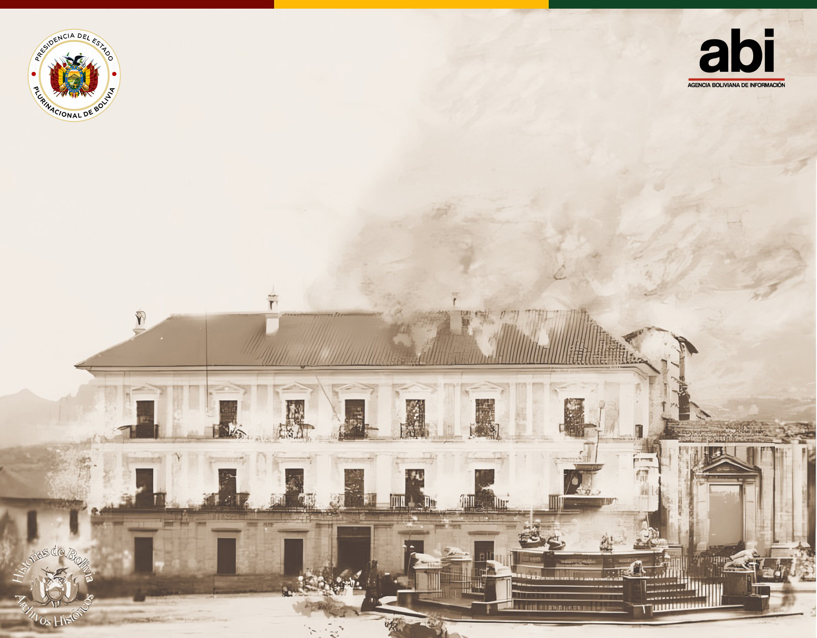 El Palacio de Gobierno incendiándose. Foto: RRSS.