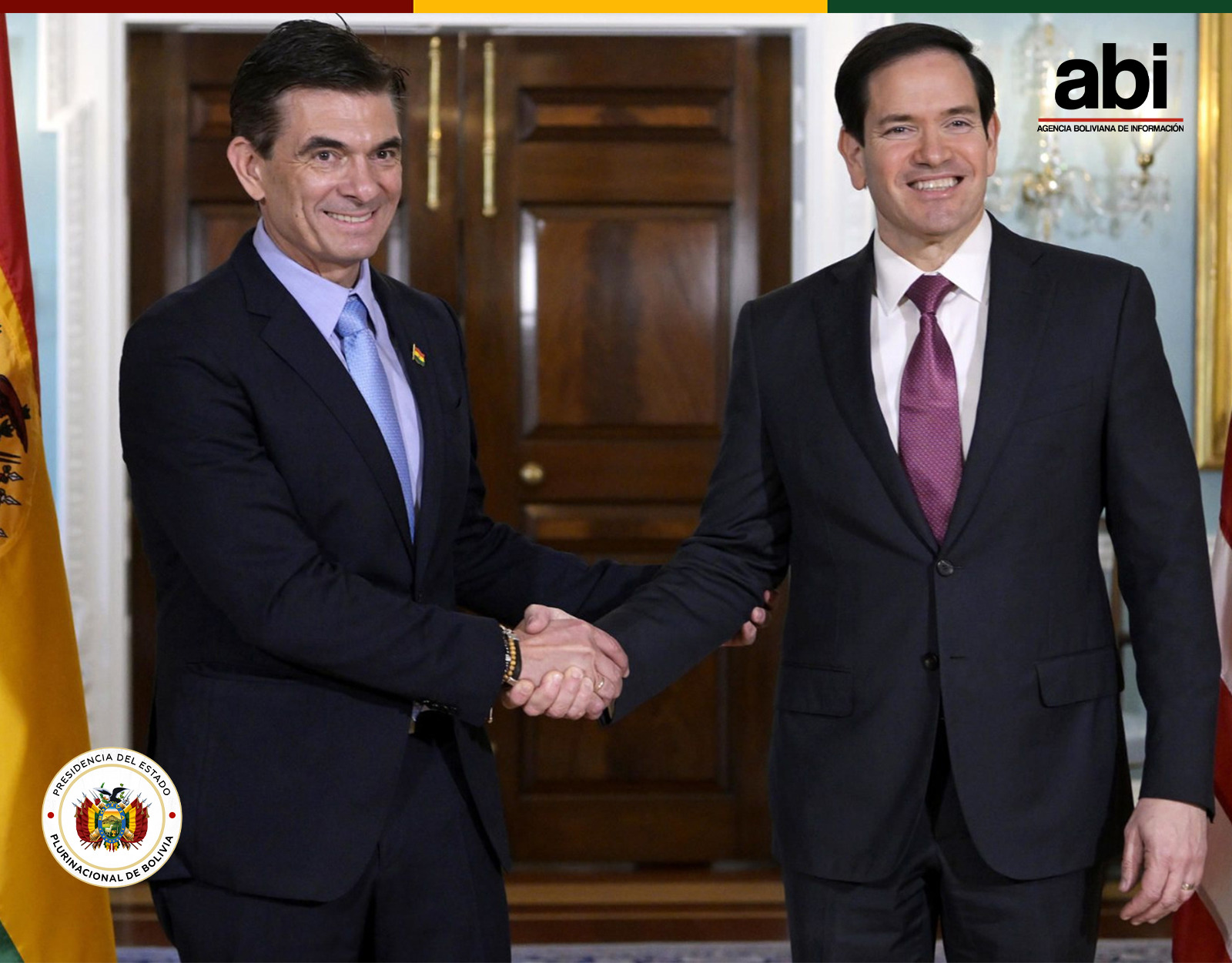 Rodrigo Paz y Marco Rubio en EEUU. Foto: RRSS.