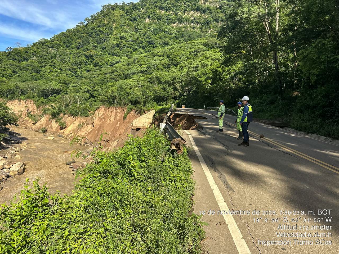 Obras Públicas despliega cinco frentes de trabajo en zonas de Santa Cruz y Tarija afectadas por las lluvias